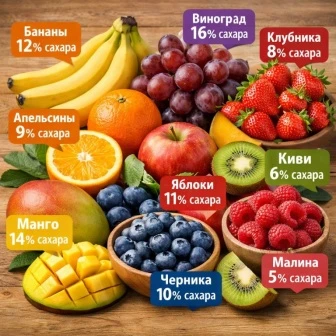 фрукты с высоким содержанием сахара бананы виноград манго