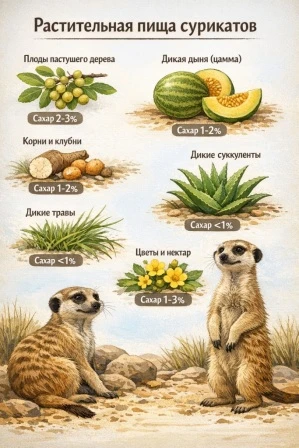 растительная пища сурикатов в природе корни дыни суккуленты